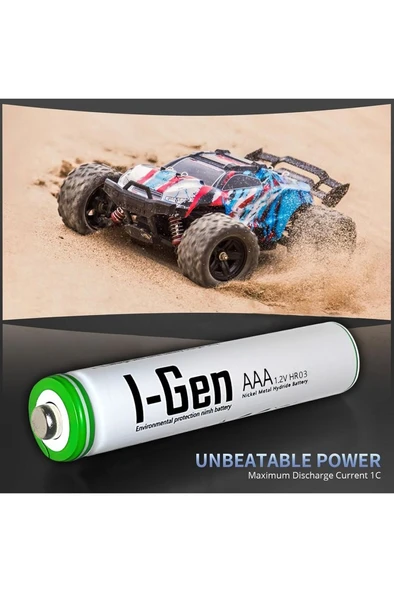 I-Gen B136 16 Adet AAA 900 mAh Şarj Edilebilir İnce Kalem Pil 1.2V Ni-MH Şarjlı Pil - 4
