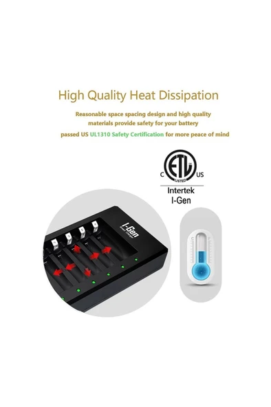 I-Gen G821 8'li Pil Şarj Aleti + 4 Adet AA Pro 2950 mAh + 4 Adet AAA Pro 1100 mAh Şarjlı Kalem Pilli Set 1.2V Ni-MH - 5