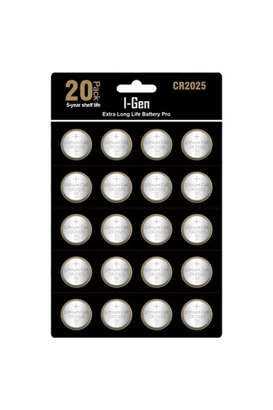 I-Gen CR2025 Pil 20'lİ Paket Lityum Düğme Pil 3V 2025