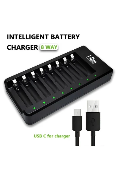 I-Gen G879 8'li Pil Şarj Aleti + 4 Adet AA 2700 mAh + 4 Adet AAA 900 mAh Şarjlı Kalem Pilli Set 1.2V Ni-MH - 7