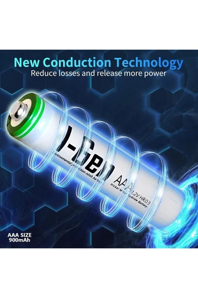 I-Gen B109 8 Adet AAA 900 Mah Şarj Edilebilir İnce Kalem Pil 1.2V Ni-MH Şarjlı Pil - 4