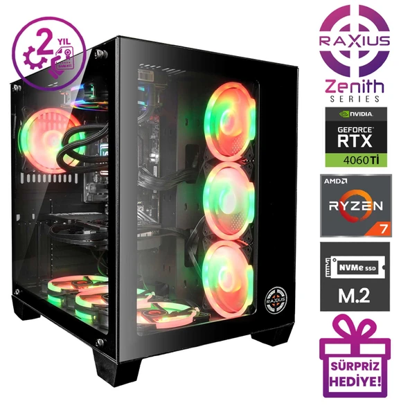 RaXius Zenith Z1 R7 4060Ti-77A003 Ryzen7 7700 16GB 2TBSSD RTX4060Ti 8 GB FreeDOS Gaming Masaüstü Bilgisayar - 2