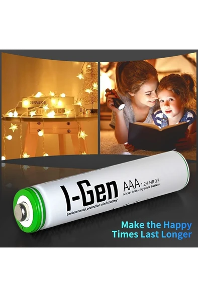 I-Gen B136 16 Adet AAA 900 mAh Şarj Edilebilir İnce Kalem Pil 1.2V Ni-MH Şarjlı Pil - 3