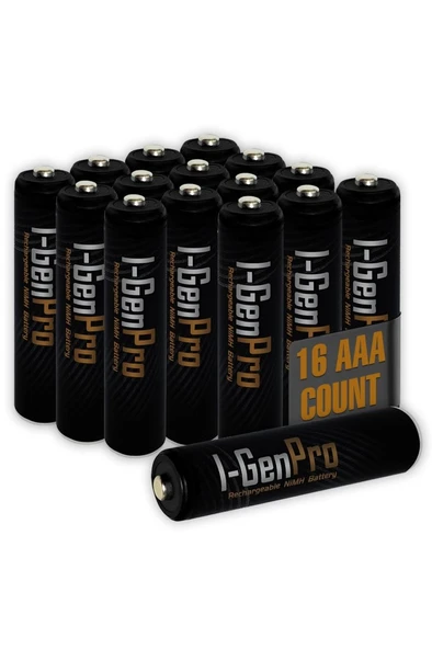 I-Gen Pro P134 16 Adet AAA 1100 mAh Şarj Edilebilir İnce Kalem Pil 1.2V Ni-MH Şarjlı Pil
