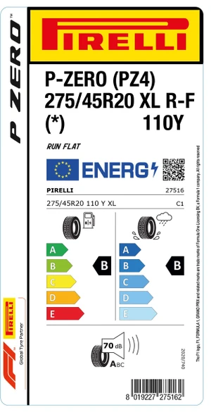 Pirelli 275/45R20 110Y XL P-Zero (PZ4) RunFlat (*) Oto Yaz Lastiği (Üretim: 2024) - 2
