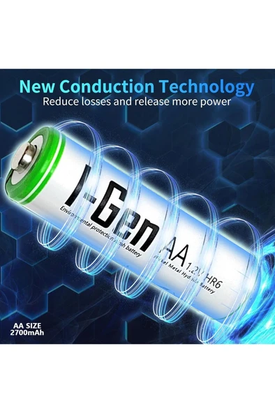 I-Gen B108 8 Adet AA 2700 mAh Şarj Edilebilir Kalem Pil 1.2V Ni-MH Şarjlı Pil - 5