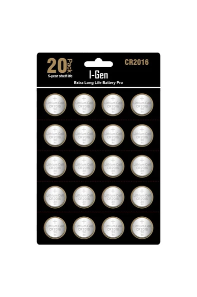 I-Gen CR2016 Pil 20'li Paket Lityum Düğme Pil 3V 2016