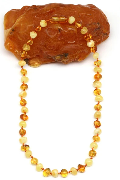 Damla Kehribar Doğal Taş Bebek Diş Kolye - 33 cm