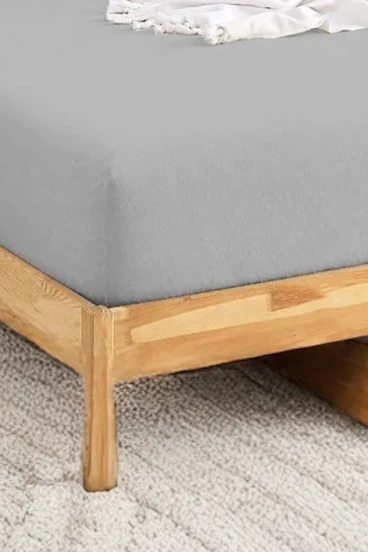 Upstyle Penye Lastikli Çarşaf Pamuklu Jersey Çift Kişilik 160x200cm Gri - 3