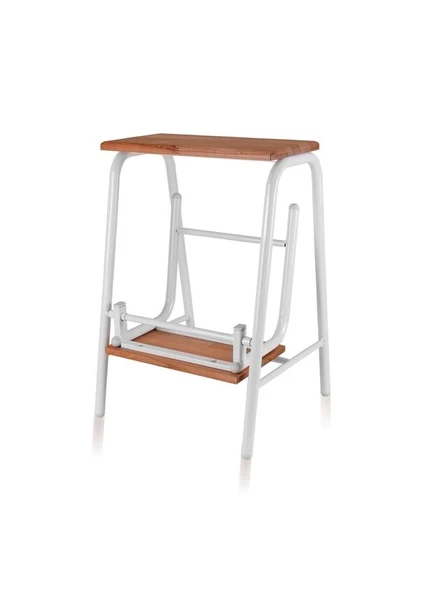 The Mia GLV0750 Ahşap 2 Basamaklı Tabure Merdiven Beyaz - 5