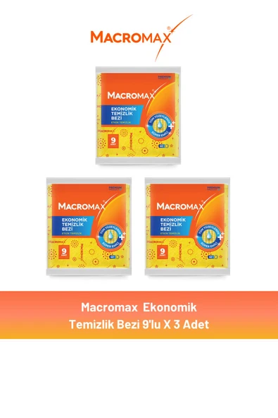 Macromax Ekonomik Temizlik Bezi 9'lu x 3 Adet