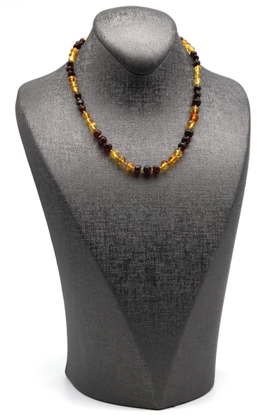 Damla Kehribar Doğal Taş Bebek Diş Kolye - 34 cm - 2