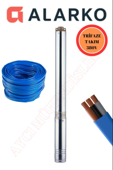 4SD16/6 2HP ALARKO TRİFAZE 20 MT KABLOLU  TAKIM DALGIÇ POMPA
