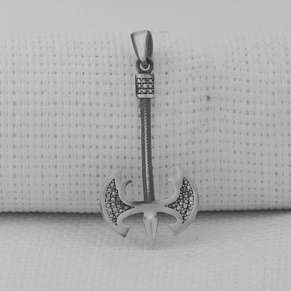 Özel Balta Tasarımlı 925 Ayar Erkek Gümüş Kolye Ucu ürün görseli 1