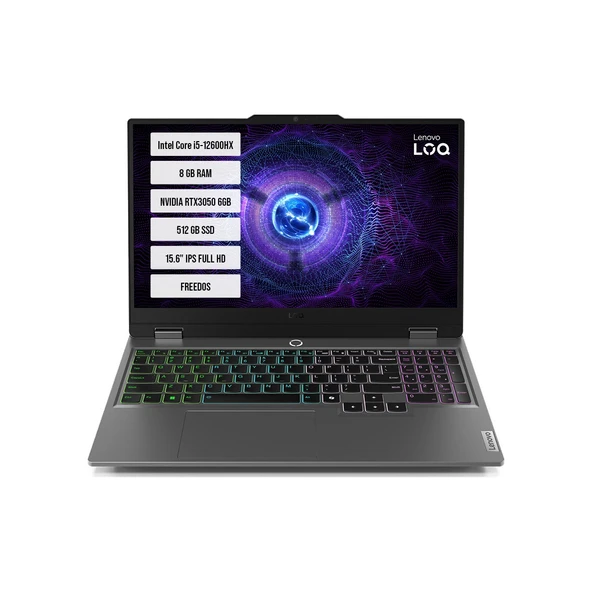 LENOVO LOQ 15IAX9 INTEL CORE I5-12600HX 8GB DDR5 512GB SSD 6GB GDDR6 RTX3050 15.6"FHD IPS 144Hz F.DOS NB.LENOVO 83GS00PDTR