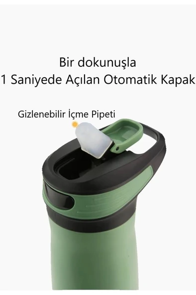 Shotay Mod Çelik Termos Matara 470Ml Yeşil - 3