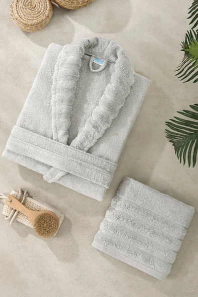 Mira Home Soft Elegance Banyo Tek Kişilik Bornoz Takımı %100 Pamuklu - 4