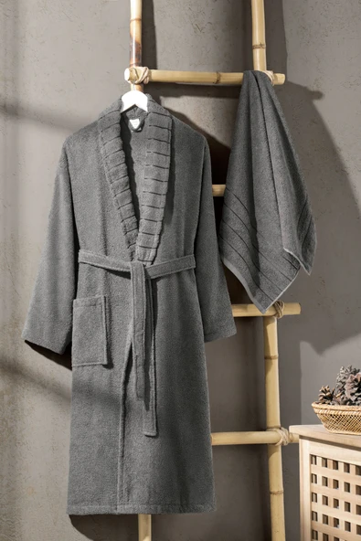 Mira Home Soft Elegance Banyo Tek Kişilik Bornoz Takımı %100 Pamuklu - 9