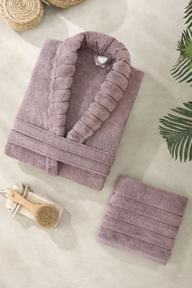 Mira Home Soft Elegance Banyo Tek Kişilik Bornoz Takımı %100 Pamuklu - 6