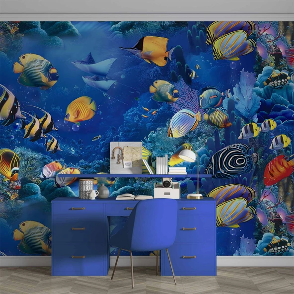 Akvaryum Balık Manzaralı Duvar Kağıdı - Resim 4