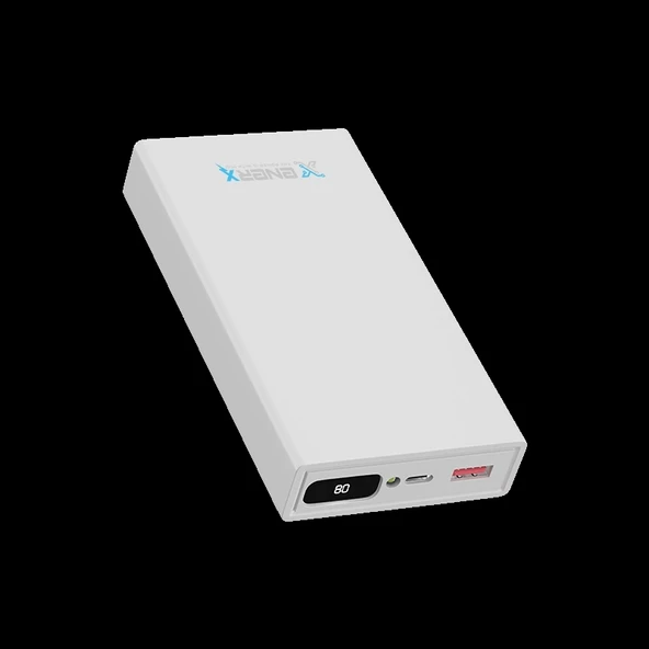 eNeRX Powerbank 20000 mAh 2.1 Amper Dijital Göstergeli ENR-P20188DC Beyaz - 2
