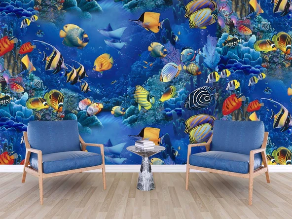 Akvaryum Balık Manzaralı Duvar Kağıdı - Resim 5