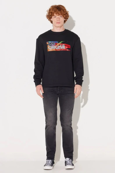 Riders by Lee   Erkek Regular Fit Bisiklet Yaka Şardonlu Siyah Sweatshirt L232519001S - 4