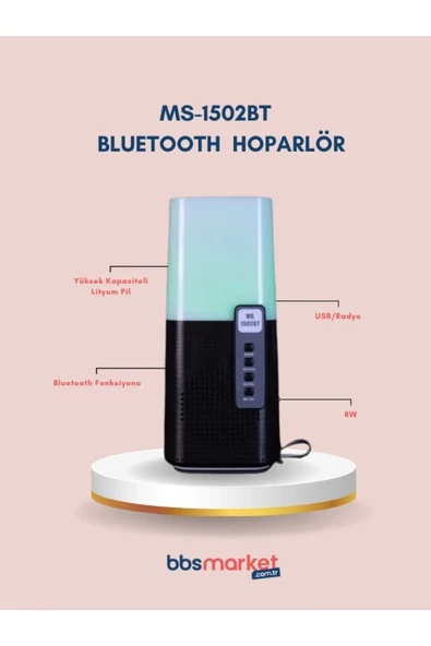 3 Ünite 6W Gücünde LED Işıklı Bluetooth Hoparlör MS-1502 - 2