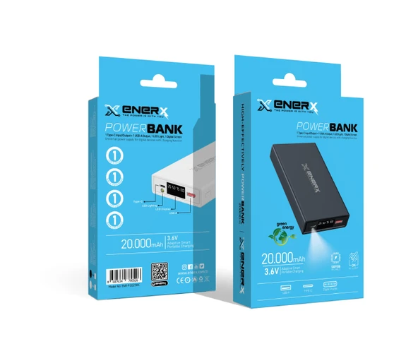 eNeRX Powerbank 20000 mAh 2.1 Amper Led Göstergeli ENR-P2025DC Siyah - 3
