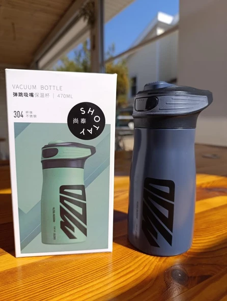 Shotay Mod Çelik Termos Matara 470Ml Siyah - 5