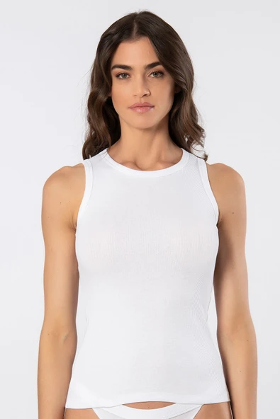 Türen Kadın Kalın Askılı Ribana Atlet 3407/Beyaz