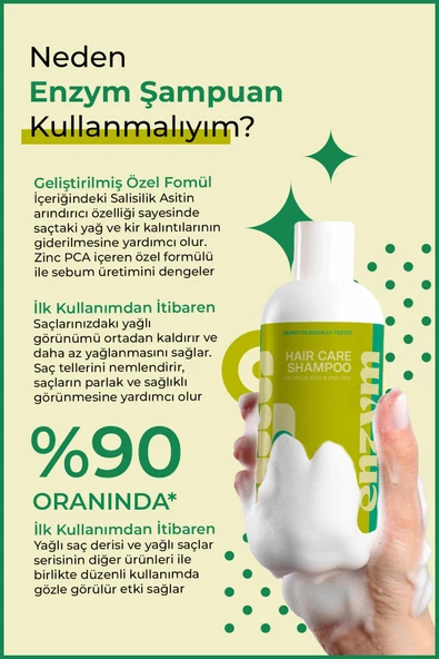 Enzym Cosmetics Yağlı saç derisi ve Yağlı saçlar için Saç Bakım Şampuanı 400 ml - 2