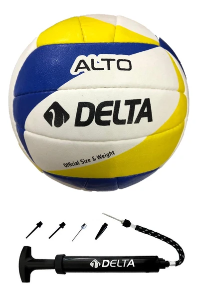 Delta Alto Özel El Dikişli 5 Numara Voleybol Topu + Çok Fonksiyonlu Top Şişirme Pompası Seti