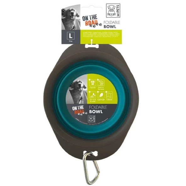 M-Pets On The Road Katlanabilen Mama Kabı (L) 1230ml Turkuaz/Kahverengi