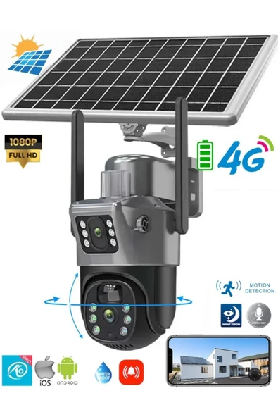4g WİFİ Bağlantılı 7.5W Solar Panelli 3+3 6MP Ultra HD Solar IP Kamera BLM-64