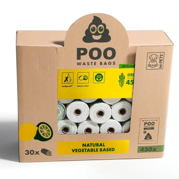 M-Pets Dışkı Toplama Poşeti 15 Yaprak Limon Kokulu 30lu Paket