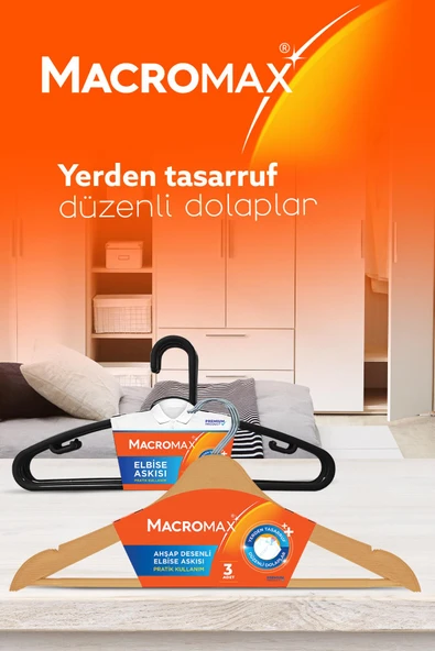 Macromax Siyah Elbise Askısı 6'lı - 2