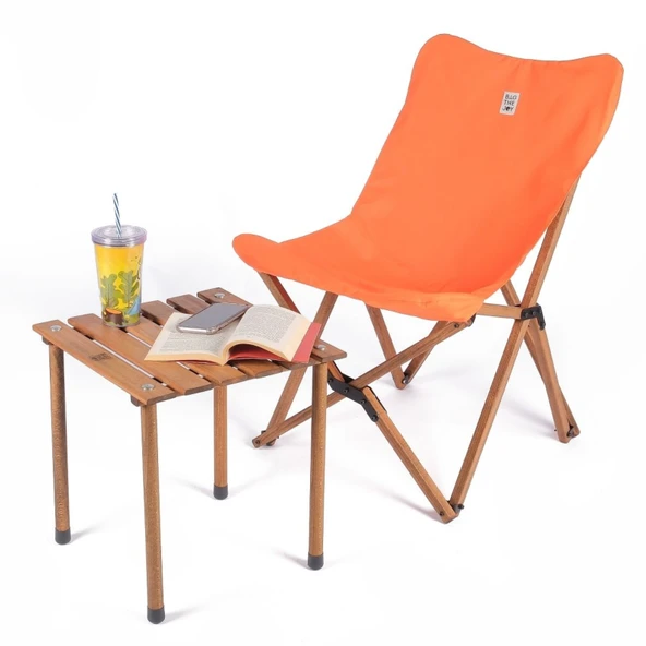 Bag The Joy 40x40x40 cm Ahşap Katlanır Kamp ve Piknik Masası - Kahverengi - 6