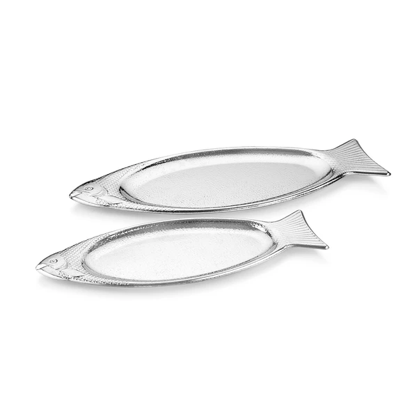 Schafer Ottoman Fish 2 li Sunum Tabağı-Gümüş - 2