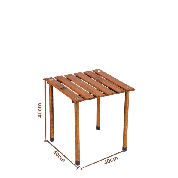 Bag The Joy 40x40x40 cm Ahşap Katlanır Kamp ve Piknik Masası - Kahverengi - 3