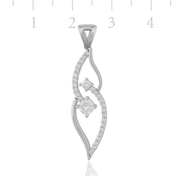 Gümüş Tek Taş Bayan Kolye ürün görseli 1