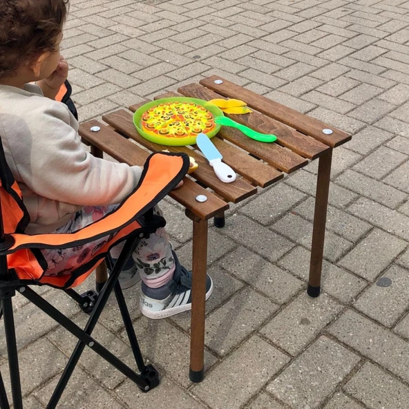 Bag The Joy 40x40x40 cm Ahşap Katlanır Kamp ve Piknik Masası - Kahverengi - 7