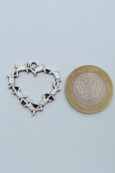 Dikenli Kalp Gümüş Kaplama Düz Zincir Kolye - Resim 5