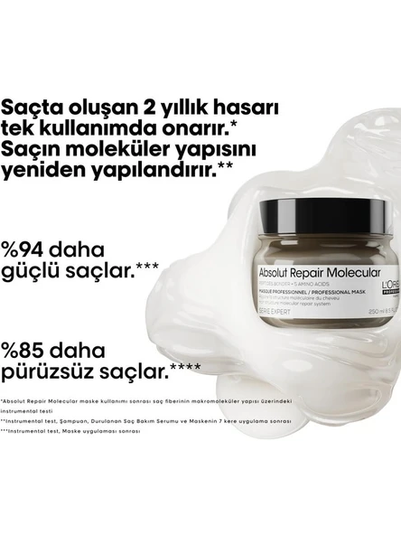 Loreal Serie Expert Absolut Repair Molecular - Tüm Yıpranmış Saçlar İçin Yoğun Onarıcı Maske 250 ml - 3