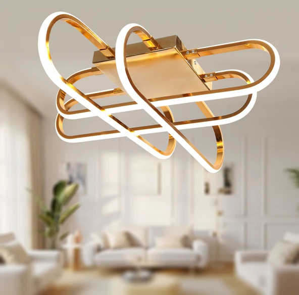 TT Aydınlatma TT338-SR  Kasef Model Sarı Kaplama Led Avize - Resim 3