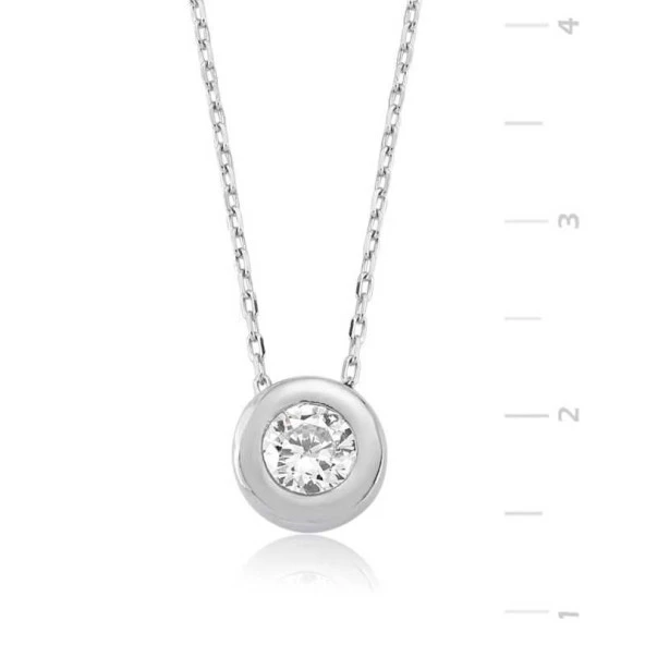 Gümüş Tek Taşlı Bayan Kolye ürün görseli