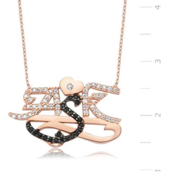 Gümüş Aşk Yazılı Bayan Kolye ürün görseli 1