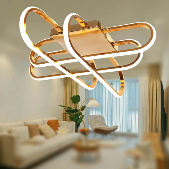 TT Aydınlatma TT338-SR  Kasef Model Sarı Kaplama Led Avize - Resim 2