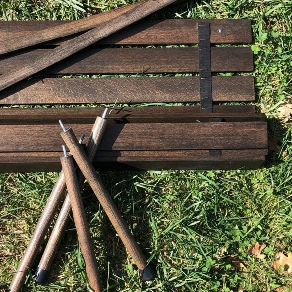 Bag The Joy 50x50x50 cm Ahşap Katlanır Kamp ve Piknik Masası - Antrasit - 7