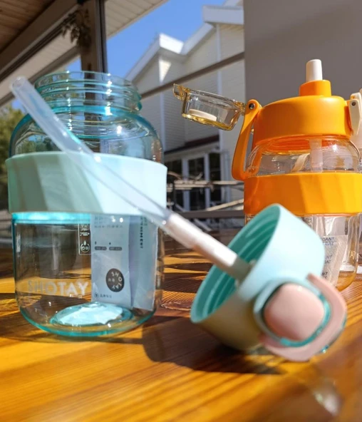 Shotay Pipetli Su Matarası Tritan Turkuaz 700Ml - Resim 4